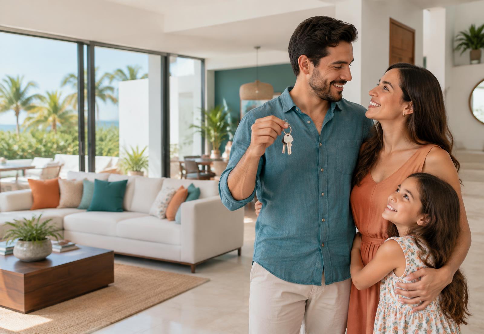 Familia mexicana en su nuevo hogar